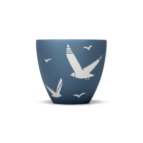 Ceramic Votive Coastal Seagulls Blue
