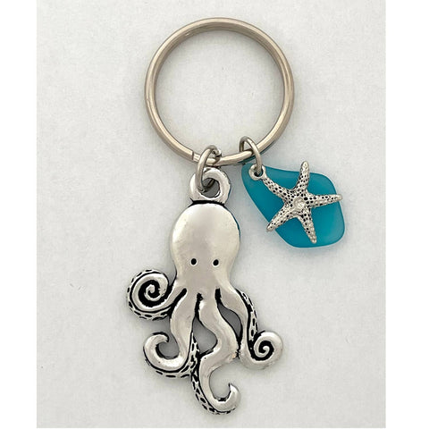 Octopus Seaglass Keychain